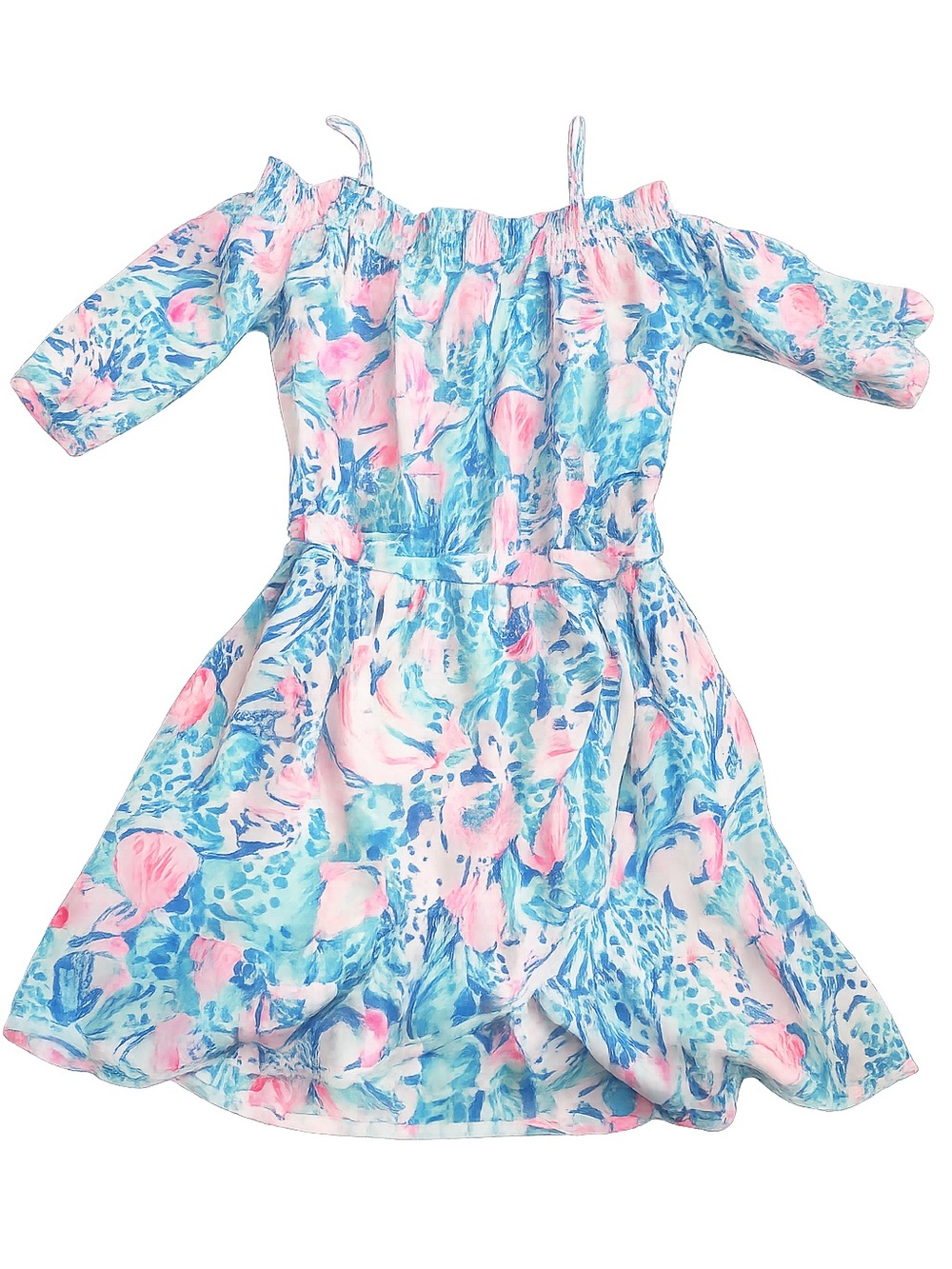 LILLY PULITZER Girl's Dorita Seashell Off-The-Shoulder Dress Size 7
